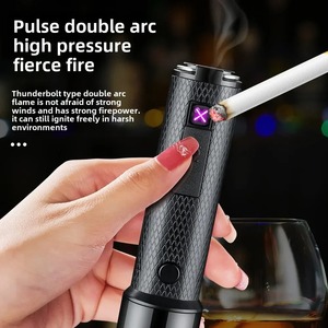 Lampe de poche extérieure briquet lampe de poche à lumière forte à trois vitesses Double arc briquet batterie externe multifonctionnelle voyage Portable - Product Image 3