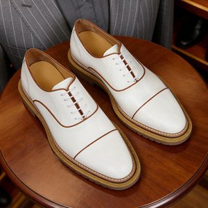 Zapatos Oxford de Hombre de Cuero Genuino con Punta Redonda, Cordones, Suela de Goma Acolchada, para Todas las Temporadas - Product Image 4