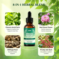 Mélange d'herbes 8 en 1, gouttes de drainage lymphatique, complément liquide, détoxification immunitaire, nettoyage, emballage personnalisé OEM ODM