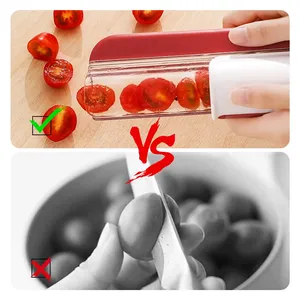 Trancheuse manuelle multifonctionnelle en plastique avec lame en acier inoxydable, écologique, pour cerises, raisins et petits fruits, pour la cuisine (vente en gros) - Product Image 2