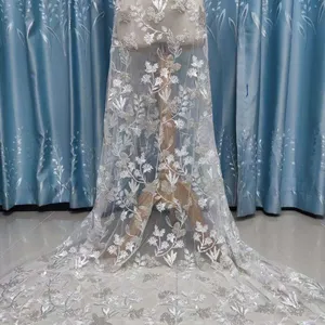 Gaun Pengantin Desain Baru Renda Buatan Tangan Manik-manik Jaring Telanjang Prancis Bunga 3d Baju Pernikahan Bordir Pakaian Khusus S