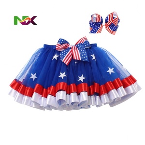 Faldas Tutú con Estrellas Rojas, Blancas y Azules para el 4 de Julio, Collar Americano, Lazos y Broches Patrióticos para el Cabello, Disfraces de Ecoparty, TV y Cine - Product Image 3