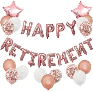 Rose gold happy retirement happy retirement letter balloon package elderly retirement party balloon