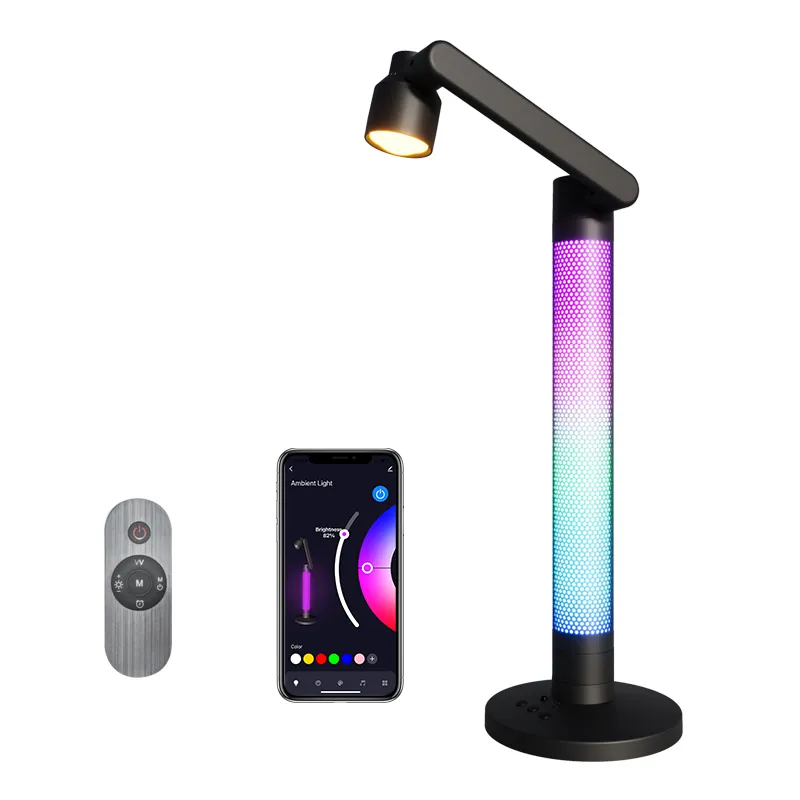 Factory Direct Selling LED Dimmable RGB LED USD Rechargeable Table Desk Lamp APP Music Rhythm Pickup Light Remote Control