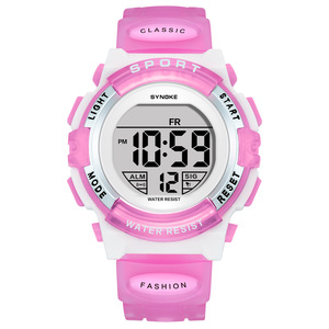 Children's Colorful Night Light Waterproof Sports Girl Electronic Watch Alarm <strong>Clock</strong> <strong>Multi</strong> <strong>Functional</strong> Student Sports Watch - Product Image 1