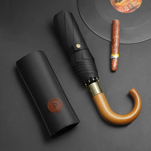 <span class=keywords><strong>Parapluie</strong></span> d'affaires automatique <span class=keywords><strong>haut</strong></span> <span class=keywords><strong>de</strong></span> <span class=keywords><strong>gamme</strong></span> pour hommes 3 poignées en bois pliantes Protection contre le vent crème solaire Logo personnalisé adultes classiques - Product Image 3