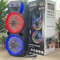 SZ-1115 Speaker Trolley Super Bass Outdoor Dual 15 Inch yang Kuat dengan Mic, Lampu RGB, DJ, Wireless, Aktif, dan Karaoke