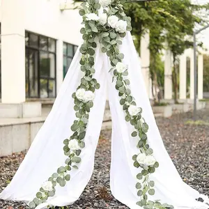 OEM Decoration Activity Wedding Simulation Plant White Flower Eucalyptus Rattan Leaf Artificial Vine