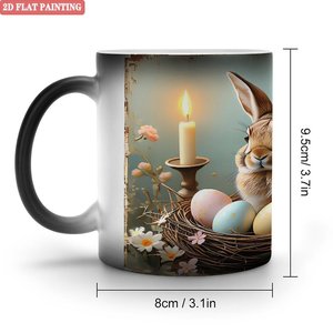Tasse à base stable anti-déversement 11oz en céramique noire givrée, sensible à la chaleur, pour sublimation - Product Image 1
