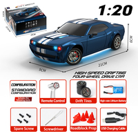 Voiture RC de drift 4x4 à commande proportionnelle 1:20 avec stabilisateur gyroscopique, lumières synchronisées, pneus de drift