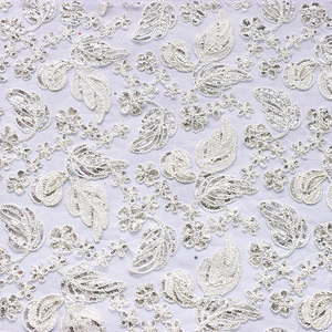 Últimos productos, tela de encaje de lentejuelas personalizada, tela bordada de lentejuelas de plumas románticas elegantes para vestido de mujer - Product Image 6