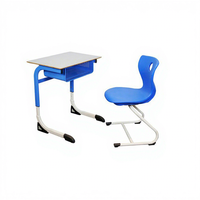 Meubles de classe scolaire modernes en bois, ensemble de bureau et chaise individuels confortables et réglables en hauteur pour un seul élève