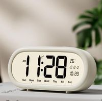 Jam Dinding Digital LED Pintar dengan Fungsi Snooze, Kalender, Daya USB, Desain Persegi, Gaya Kontemporer, Plastik ABS