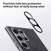 Étui de protection rigide en PC électroplaqué avec dos en cuir luxueux pour Samsung Galaxy S25 Ultra Plus S24 Ultra Plus