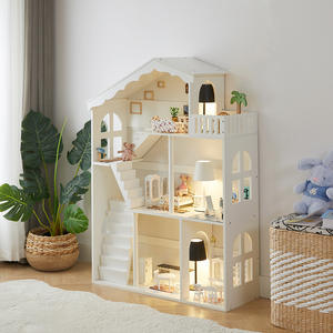 Ensemble de jouets en bois style nordique DIY : Maison de poupée de simulation, Villa de princesse, Château pour enfants, Bibliothèque et Étagère - Product Image 5