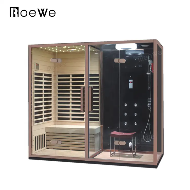 dry sauna cabin wet steam and sauna combo, new style indoor bathroom steam shower infrared sauna room
