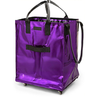 Sac d'épicerie pliable réutilisable de 66 lb de capacité sur roulettes, sac de courses roulant avec fermeture à glissière