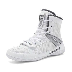 Boxing Boxing Shoes High Top Lace Up Slip Resistant For Men Women Training Combat Sports Gym Workout 39-45 White Black - Product Image 5