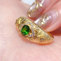 Hot Sale Custom 925 Sterling Silver Unisex Natural Diopside Ring 4*5mm Luxury Fashion Party Birthday Anniversary Gift OEM ODM