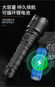 Cross-border New Black Dragon White Laser <b>LED</b> <b>Lighting</b> Flashlight Model T3 1500 Lumens Type-C Charging Zoom Outdoor Long-Range - Product Image 5