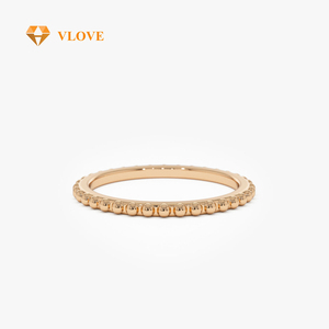 Anillo <span class=keywords><strong>de</strong></span> Bodas <span class=keywords><strong>de</strong></span> Oro Sólido <span class=keywords><strong>de</strong></span> 14K con Cuentas para Pareja, Anillo Simple Apilable para Compromiso y Regalo <span class=keywords><strong>de</strong></span> Aniversario - Product Image 2