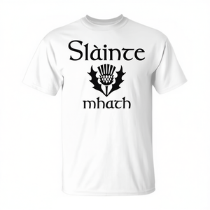 Camiseta Scottish Thistle Slainte Mhath con diseño de bandera de Escocia, color blanco, unisex, talla para adultos - Product Image 2