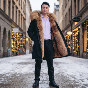 Manteau parka en fourrure de renard de luxe pour homme, hiver 2022, imperméable, rembourré de duvet, capuche volumineuse, qualité supérieure - Product Image 3