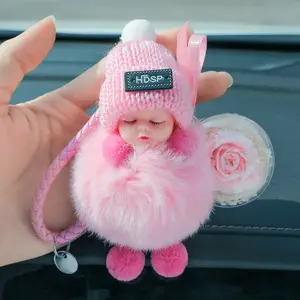 Kreative Valentinstag Geschenk Miniatur Plüsch Puppe konserviert Rose Schlüssel bund Geburtstags geschenk Lady Bag Anhänger Seil Blume Auto Schlüssel ring