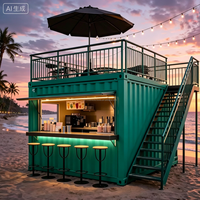 Contenedor Moderno Mini Pop-up de 10 pies para Tienda, Restaurante de Comida Rápida, Tienda de Conveniencia, Quiosco, Cafetería, Bar, Almacén, Parque, Exterior