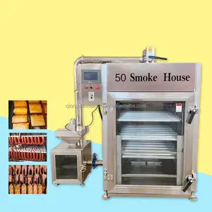 Elektrische Art Hühner lachs Fisch Wurst Herstellung Produktions linie Smoke House 50 kg/h 250 300 Fleisch Raucher ofen Preis zum Verkauf