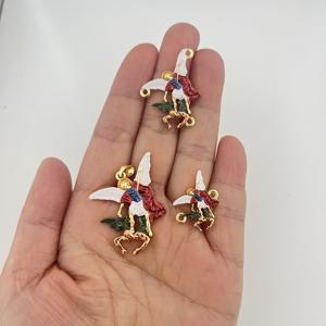 Pendentif en émail personnalisé à deux faces, Saint Michel Archange, plaqué or, charme religieux d'ange pour la fabrication de colliers et de bracelets, accessoire - Product Image 2