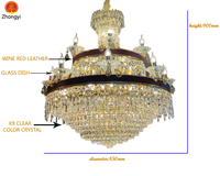 Lustre suspendu en cristal K9 en fer de luxe moderne Zhongyi, finition or brillant, LED, 110V-240V, garantie de 2 ans, éclairage