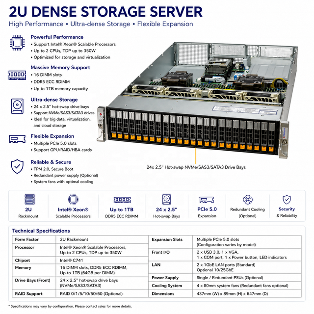Supermicro SYS-220H-TN24R 2U Hyper Server Dual Xeon Scalable 24 Bay NVMe SAS SATA DDR4 PCIe 4.0 Enterprise Rack Server