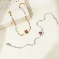 Bracelet en acier inoxydable avec zircon, couleur or, bijoux tendance pour femmes, vente en gros