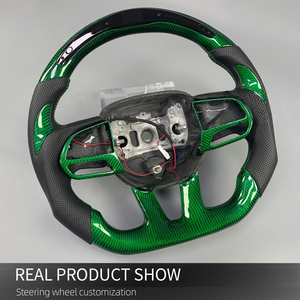 Volant personnalisé en fibre de carbone <span class=keywords><strong>verte</strong></span> avec LED pour Dodge Charger Challenger R/T SRT Hellcat Jailbreak 392 Hemi 2013-2023 - Product Image 3