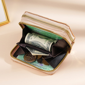 Porte-cartes accordéon en PU pour <span class=keywords><strong>femme</strong></span>, portable et tendance, avec double fermeture éclair, motif ciel étoilé scintillant, multi-fentes pour cartes, porte-carte d'identité, <span class=keywords><strong>portefeuille</strong></span> - Product Image 3