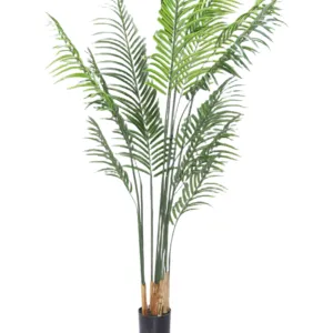 Amostra de planta de plástico artificial verde para decoração de casa ou palmeira ao ar livre feita de material PE durável