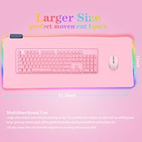 Alas Mouse Gaming Karet RGB LED Print Pink Putih Polos Kustom Alami Terbaik Berpemanas 900x400mm Bersertifikasi RoHS