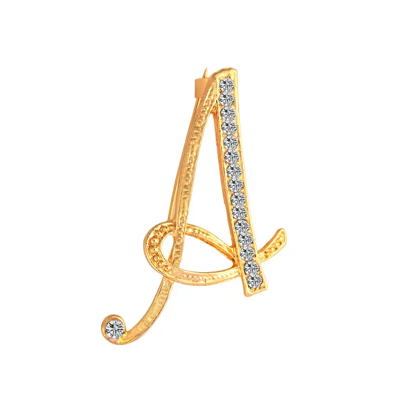 Broche des lettres de l'alphabet anglais, 1 pièce, en cristal, strass, pour femmes, bijoux, couleur or, plaqué avec initiales