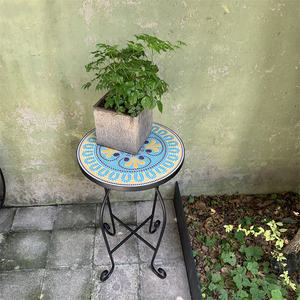 Table d'appoint <span class=keywords><strong>de</strong></span> <span class=keywords><strong>salon</strong></span> minimaliste en mosaïque pour <span class=keywords><strong>jardin</strong></span> extérieur, table d'appoint artistique en <span class=keywords><strong>fer</strong></span> <span class=keywords><strong>forgé</strong></span>, petite jardinière <span class=keywords><strong>de</strong></span> loisirs pour cour et balcon - Product Image 6