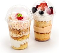 Vente directe d'usine Gobelet en plastique transparent PLA PE 20oz 16oz 12oz 9oz jetable personnalisé pour le dessert avec couvercle en dôme et pailles