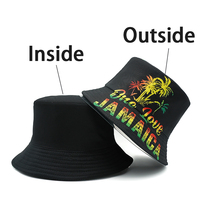 Venta caliente Sun Travel Outdoor Panama Cap Sombreros de pescador de doble cara Rasta One Love Letter Pattern Jamaica Printing Bucket Hat