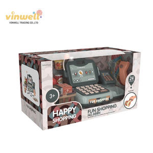 24ชิ้นแกล้งเล่นช้อปปิ้งของเล่นสำหรับเด็กเกมการศึกษาแคชเชียร์<span class=keywords><strong>เครื่อง</strong></span>ลงทะเบียนเงินสด - Product Image 6