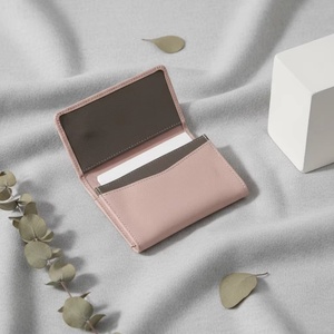 Women's Slim Genuine Leather Business <b>Card</b> <b>Holder</b> with Cross Pattern Cowhide Color-Block Design Large Capacity - Product Image 4