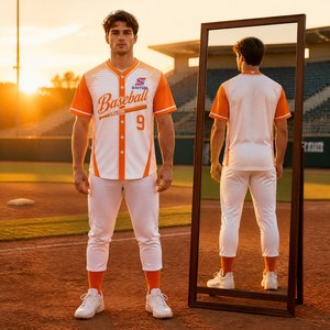 Custom Baseball Jersey Top Only Sublimation Sunburst Print Quick Dry Breathable Polyester Button Down V Neck Men - Product Image 2