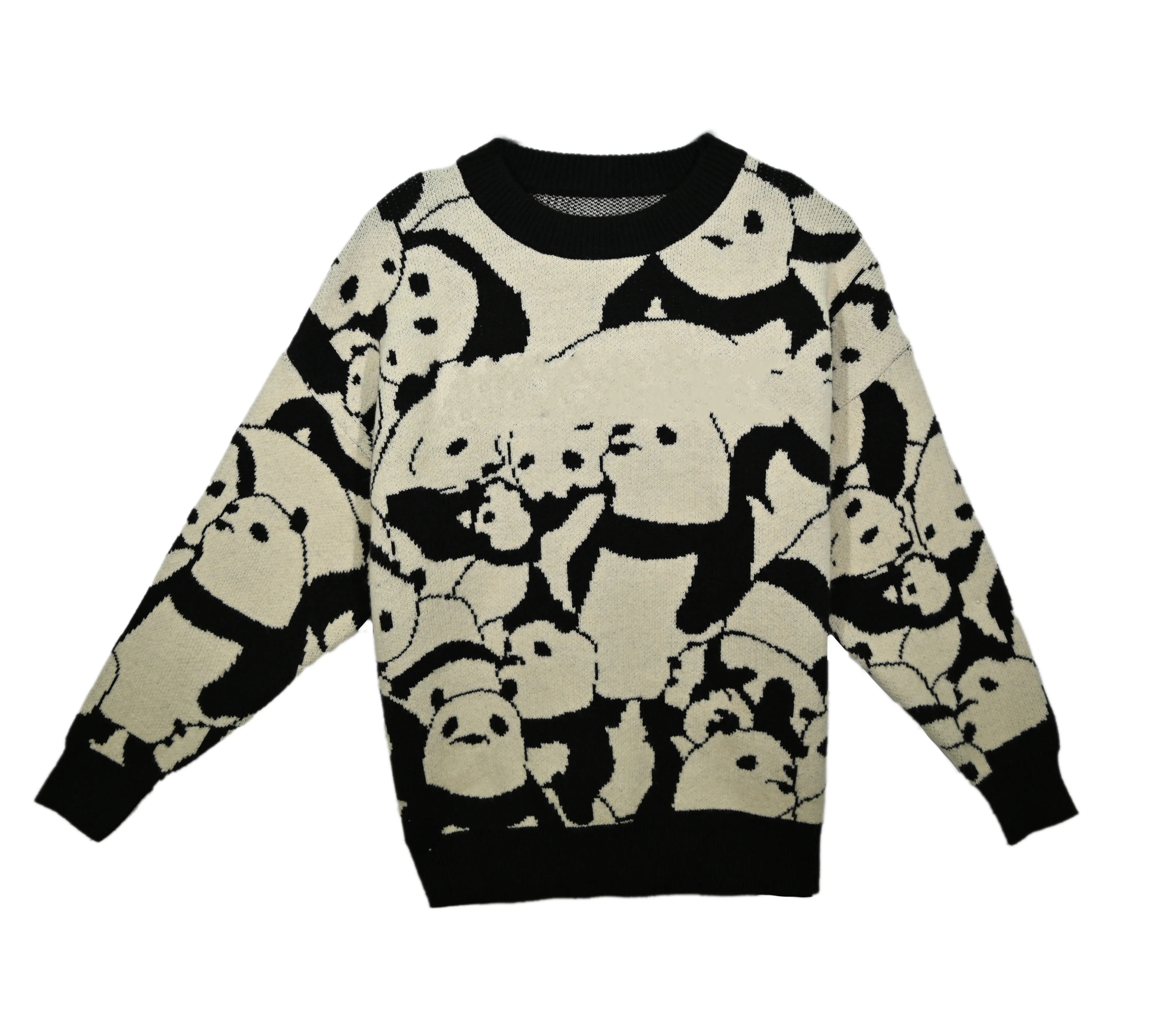 2023 grosir Sweater pria pola hewan Logo Jacquard
