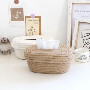 Handmade cotton rope tissue box paper napkin holder storage basket for tissue towel