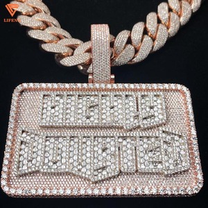 مجوهرات Lifeng مخصصة فاخرة من المويسانيت قلادة الثلج vvvs المويسانيتي سحر الماس رسالة الفضة 2 لهجة الهيب هوب قلادة هدية - Product Image 4