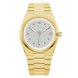 Nueva moda luminosa Simple elegante 5atm impermeable <span class=keywords><strong>Relojes</strong></span> <span class=keywords><strong>Para</strong></span> personalizar esfera texturizada reloj de acero inoxidable dorado - Product Image 2