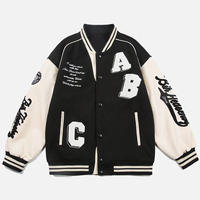 2025 Logo personnalisé manches en cuir broderie noir Couple collège Baseball hommes veste bleu clair varsity veste